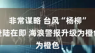 非常谋略 台风“杨柳”登陆在即 海浪警报升级为橙色