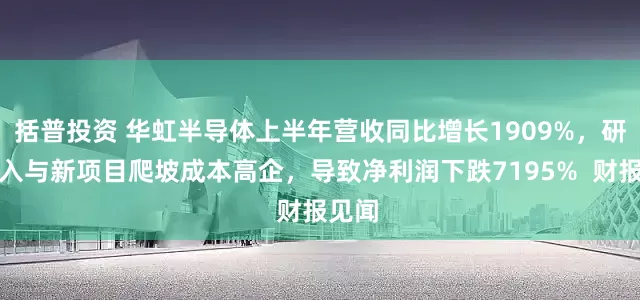 括普投资 华虹半导体上半年营收同比增长1909%，研发投入与新项目爬坡成本高企，导致净利润下跌7195%  财报见闻